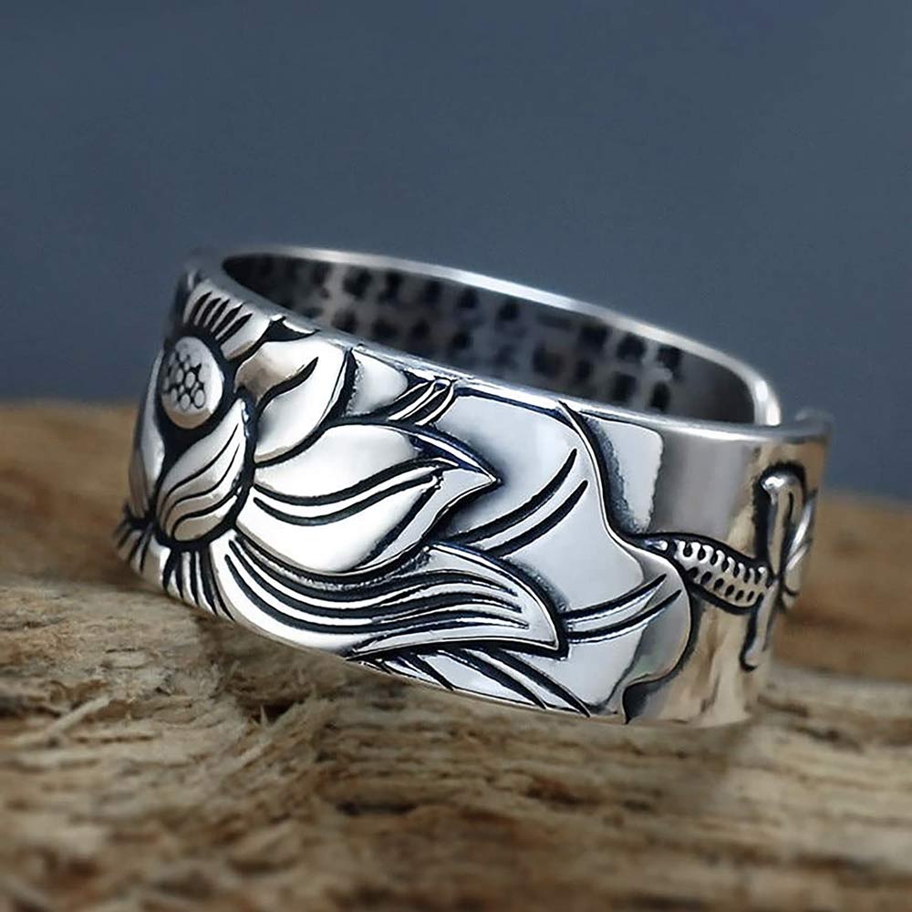 Blossom of Rebirth: Sterling Silver Lotus Ring