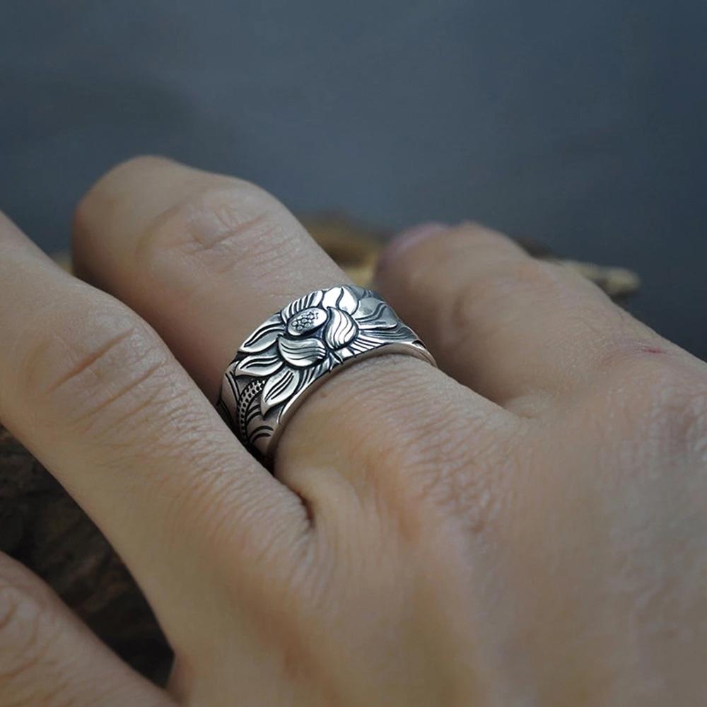 Blossom of Rebirth: Sterling Silver Lotus Ring
