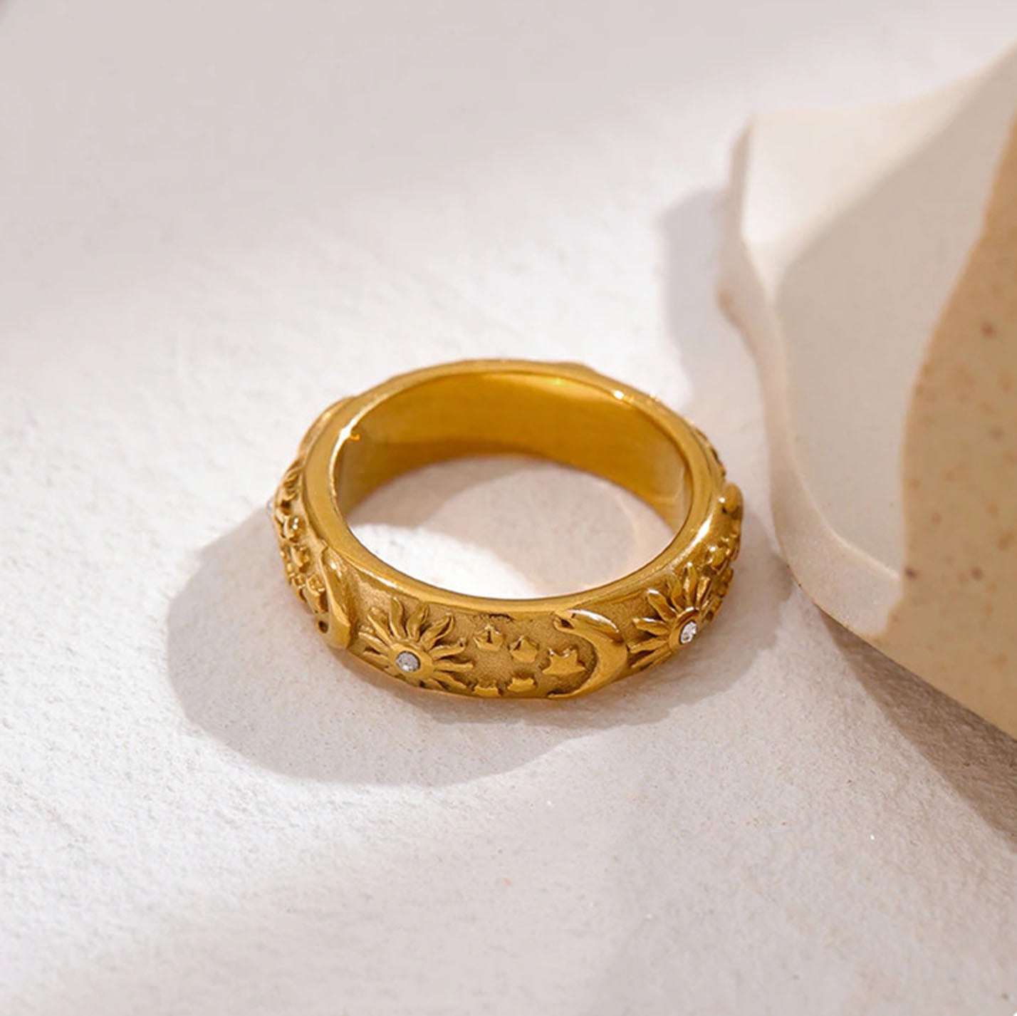 Celestial Embrace: Sun & Moon Ring