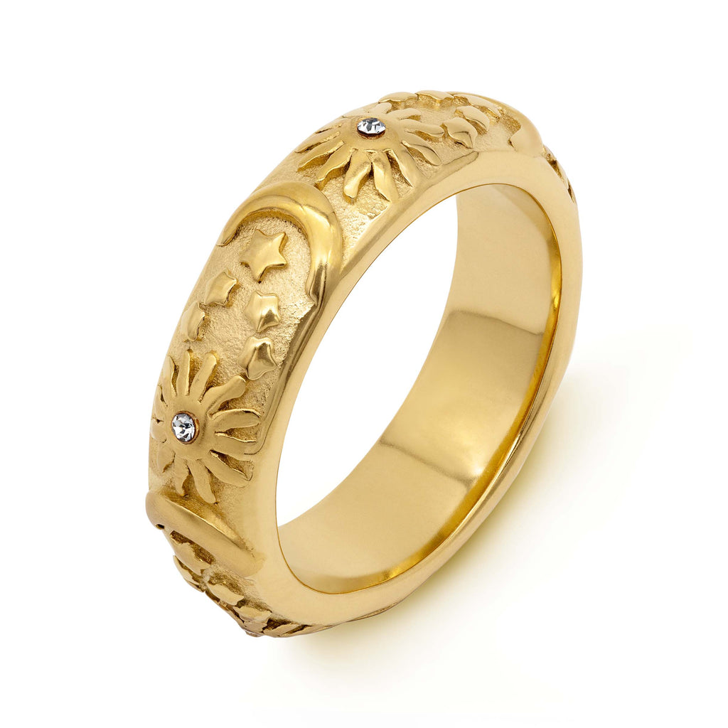 Celestial Embrace: Sun & Moon Ring